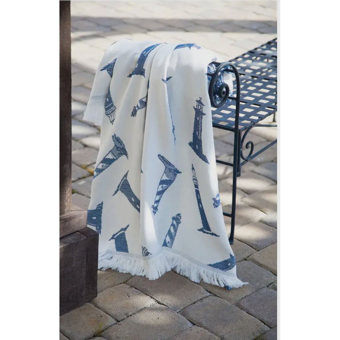 Navy Lighthouse Or Anchor Blanket