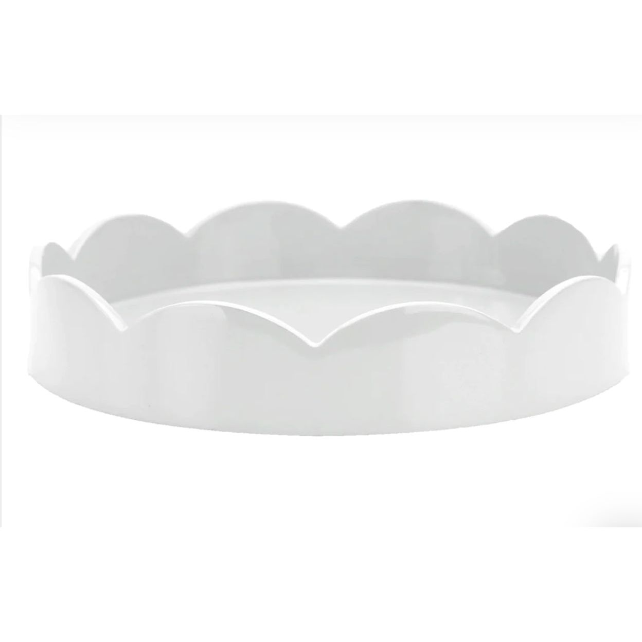 Addison Ross Lacquer Round Scalloped Tray (White) 8.5