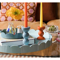 Addison Ross Lacquer Round Scalloped Tray (White) 8.5