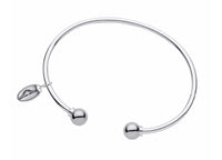 LeStage's genuine Cape Cod Bracelet, with its simple but stylish design is a favorite for all ages!
A unique spin on the classic look -- this cuff features two sterling silver or gold balls on each end.  This bracelet is great to wear alone or add to your Cape Cod Jewelry collection. 
Sterling Silver shown
Made in USA