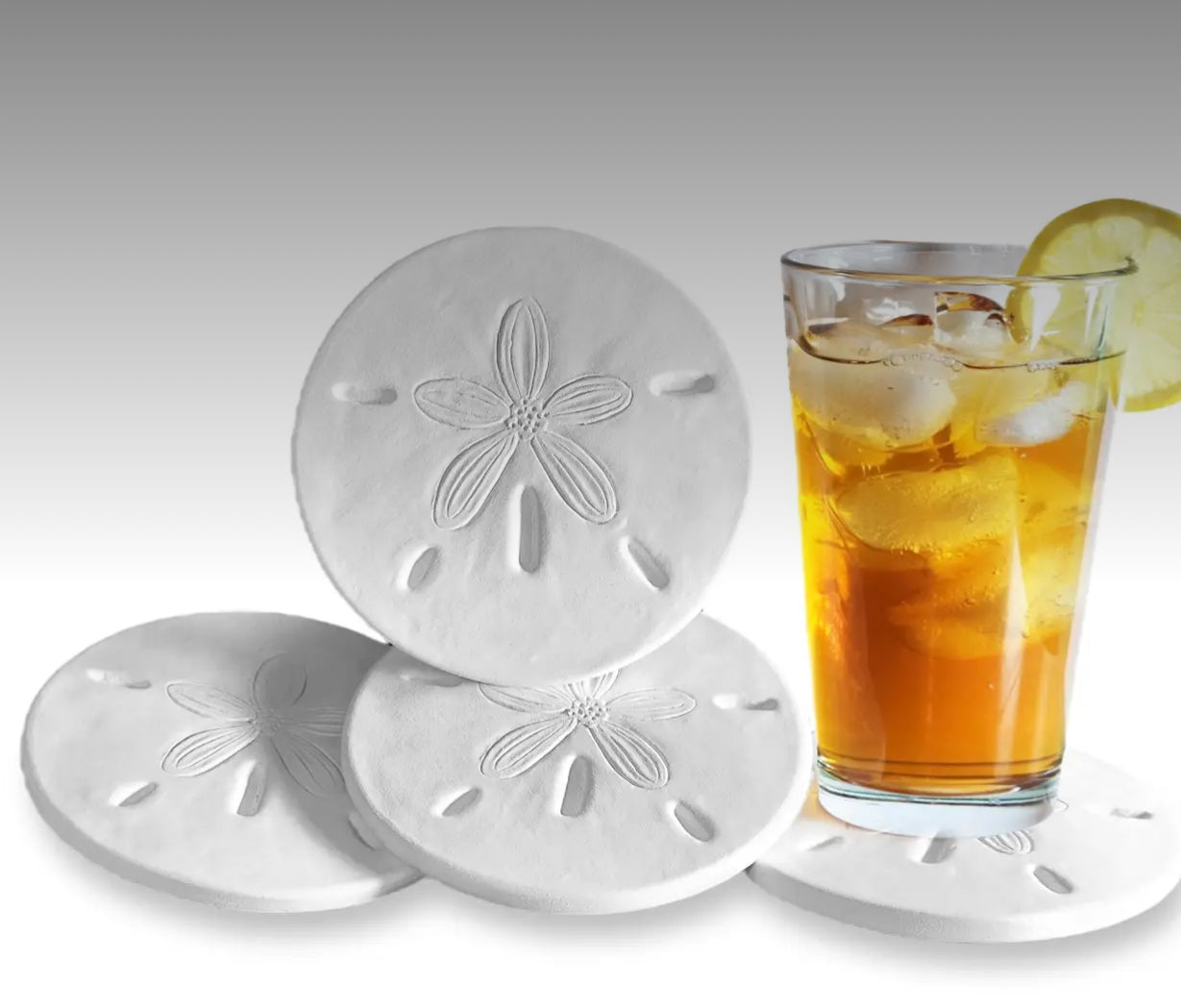 Showing sink on sand dollars coasters