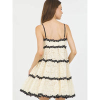 STELLAH STRAPPY DRESS W/CONTRAST BOW TRIM CREAM