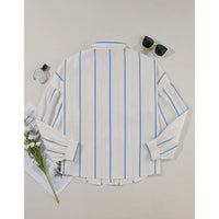 Stripe Bubble Sleeve Button Shirt