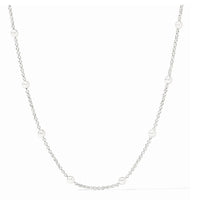 Station Necklace 
Pure silver plate (tarnish-free)
24" length: adjustable to 22 / 23 / 24 inches
Closes with lobster clasp
Julie Vos hallmark