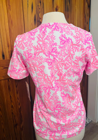 Lulu-B Pink Sea Coral V-Neckline Short Sleeve