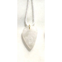 White beads with white stone heart necklace