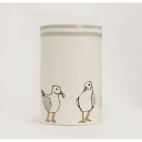 Crock shown with seagulls.