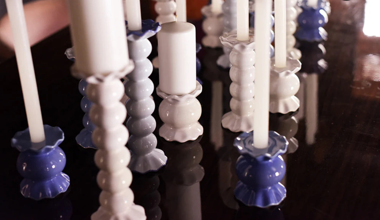 Coton Colors Ruffle Knobbed Candle Holders