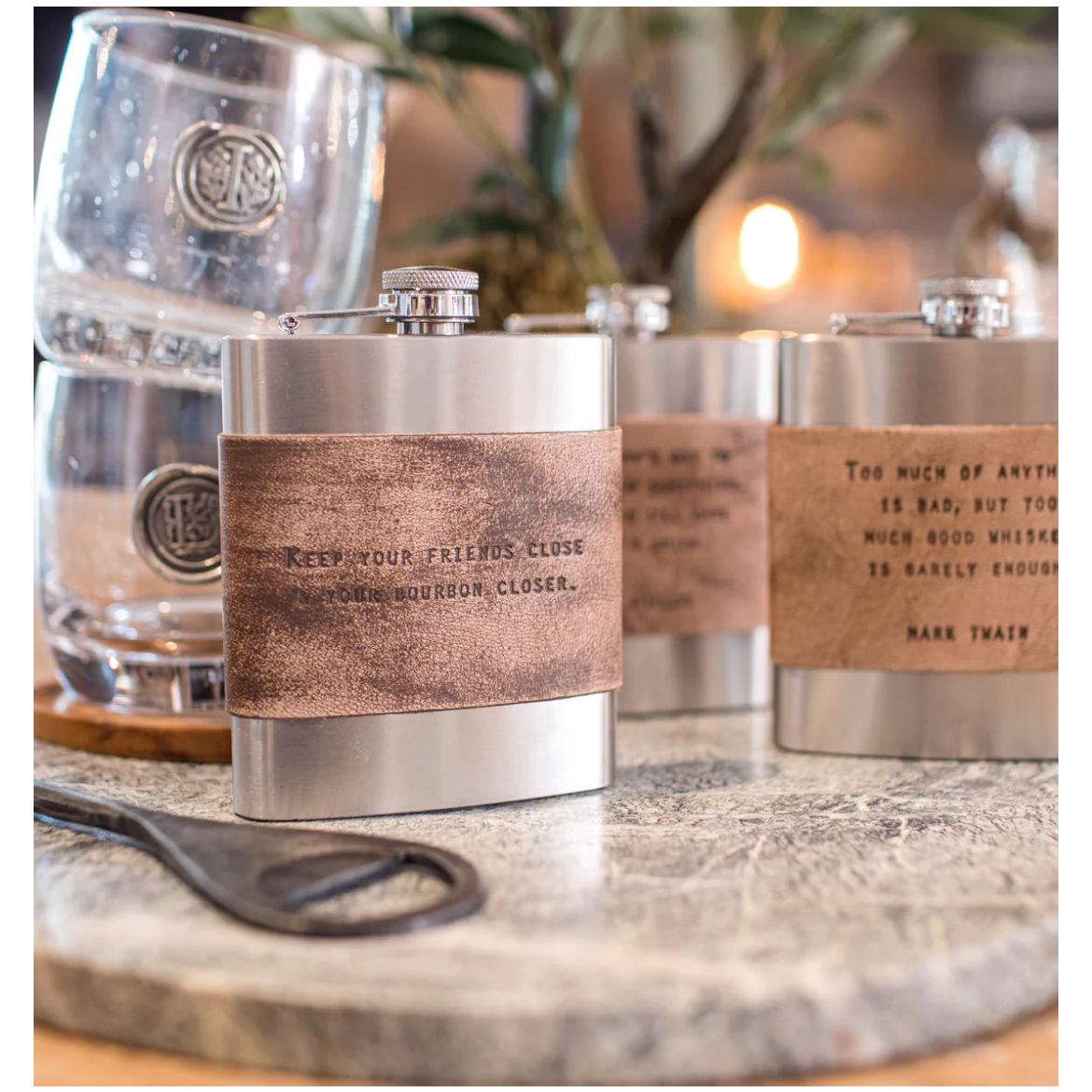 Metal and Leather Flask