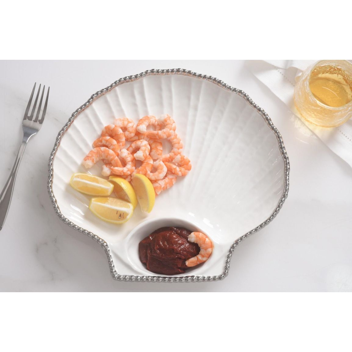 Porcelain Scallop Shell Chip and Dip