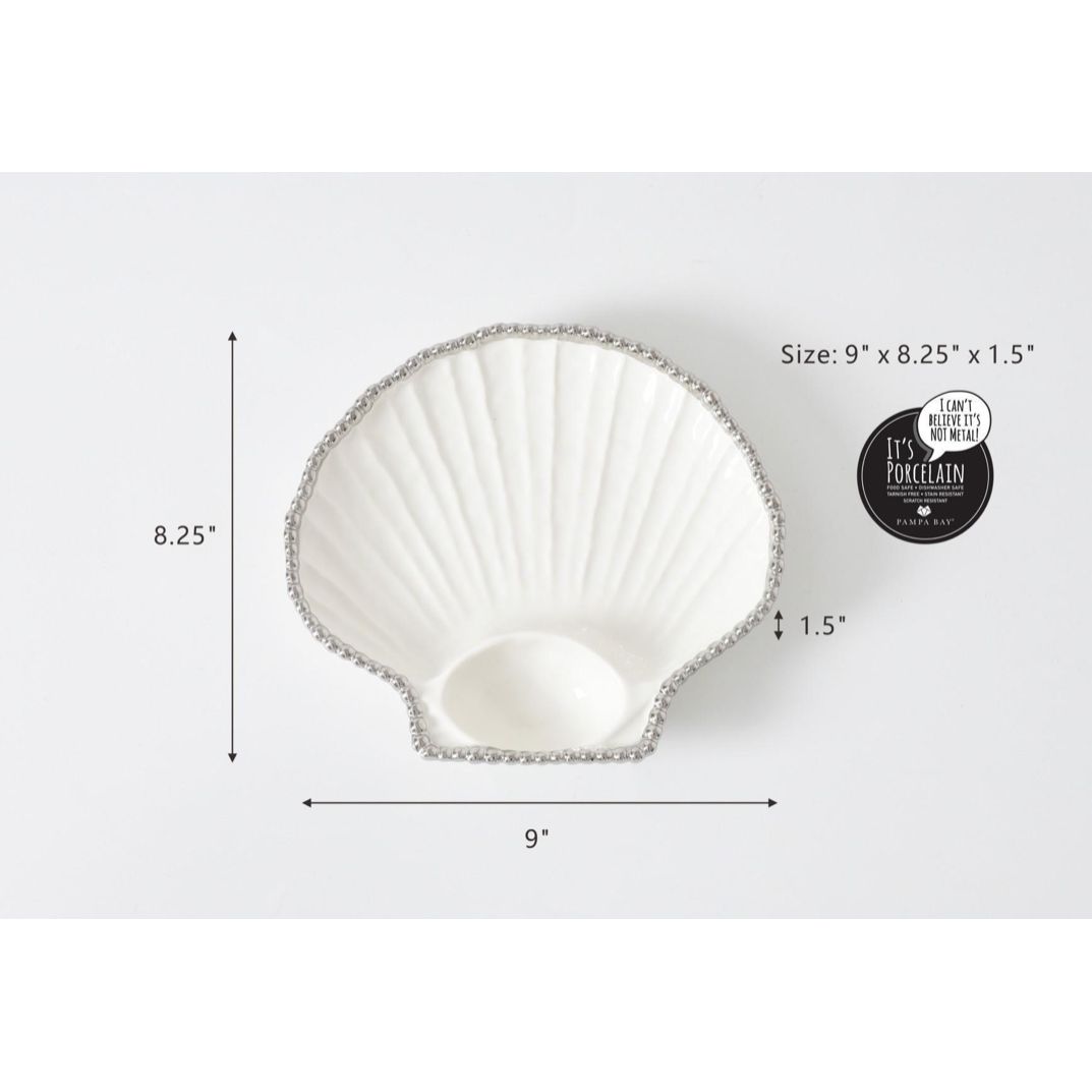 Porcelain Scallop Shell Chip and Dip