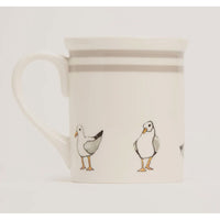Mug shown with seagulls on bottom and double light grey lines on top