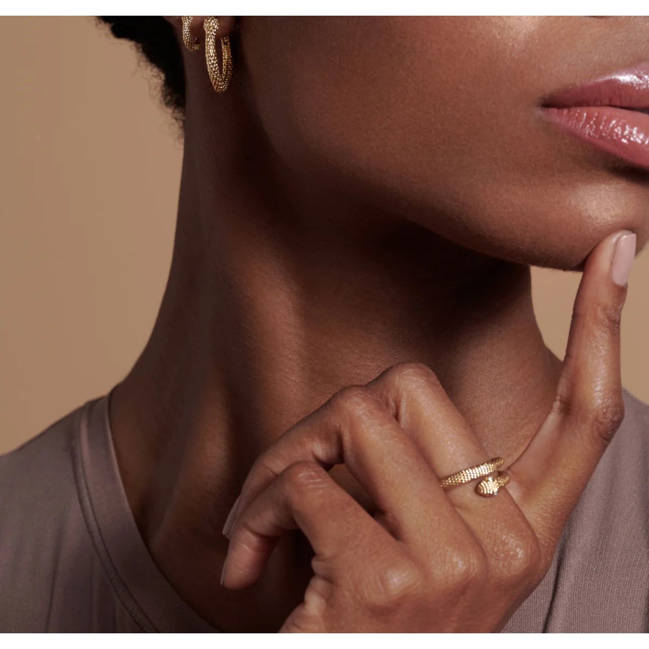 Good earrings shown on model
