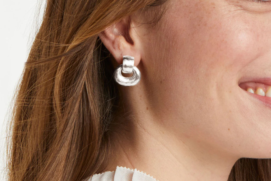 Julie Vos Avalon Demi Doorknocker Earring Silver