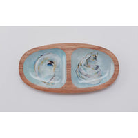 Oyster tray shown from top
Original Kim Hovell Artwork: Providence
Dimensions: 12" x 6"
Material: Acacia Wood
Mafe in USA