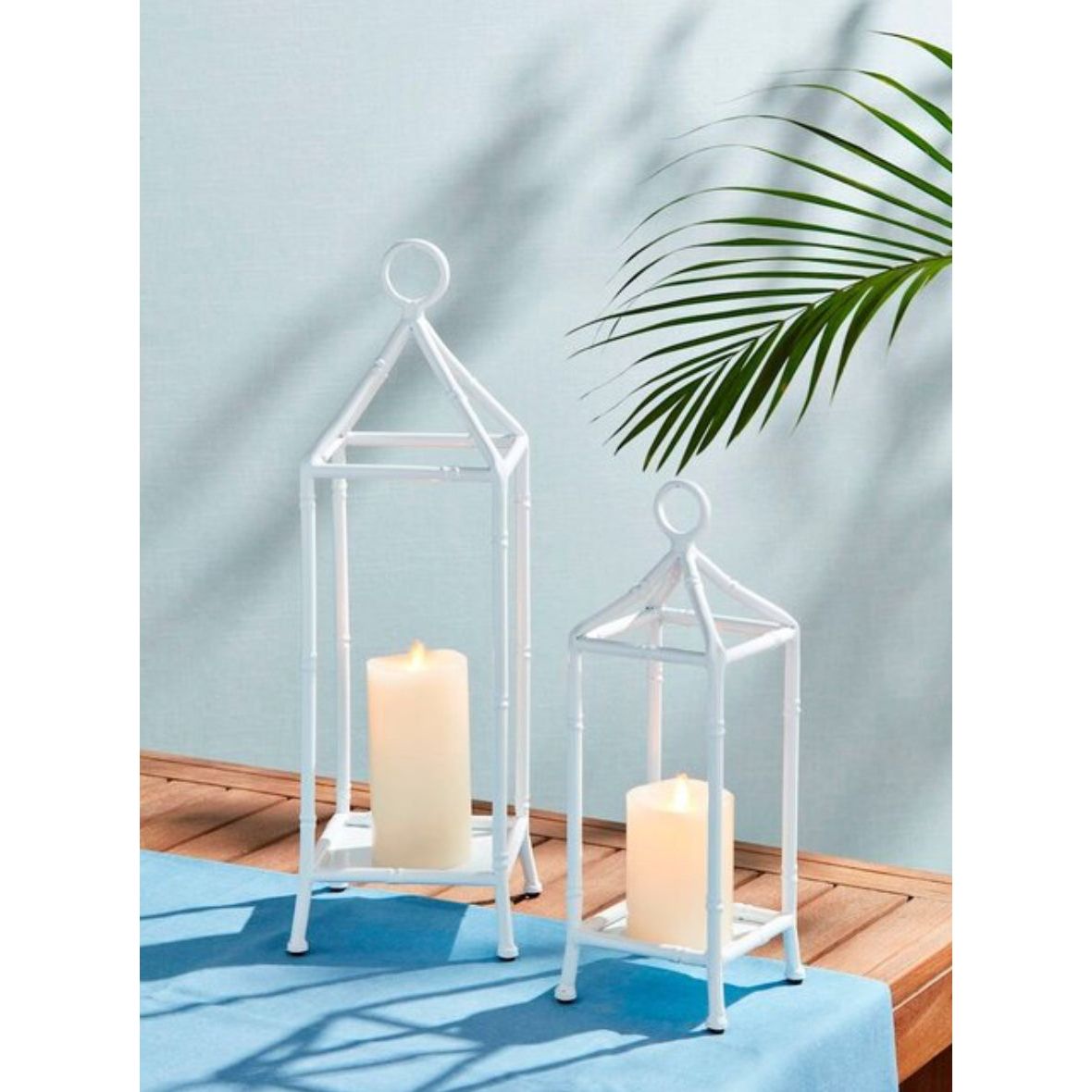 White Bamboo Metal Lanterns