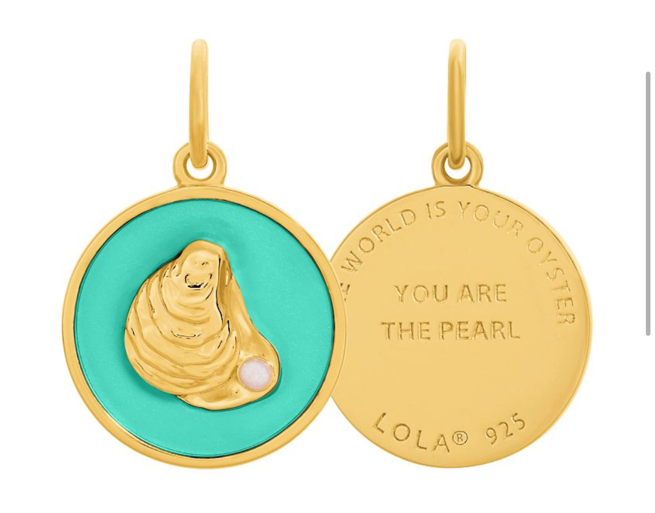 Seafoam enamel with gold oyster
