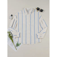 Stripe Bubble Sleeve Button Shirt