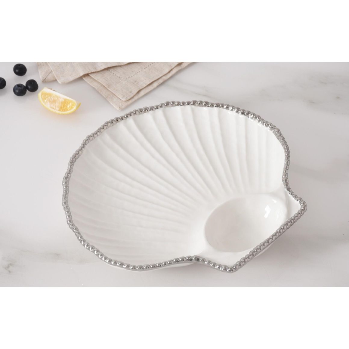 Porcelain Scallop Shell Chip and Dip