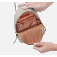 Showing inside compartments with zip closure