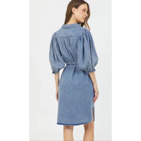 STELLAH DENIM PUFF SLEEVE BUTTON DOWN SHIRT DRESS