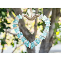 Hanging Glass Heart and Stone Garden Art