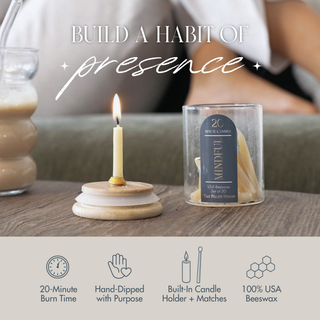 20-Minute Mindfulness Beeswax Candle Set – Hand-Dipped Meditation Ritual Kit