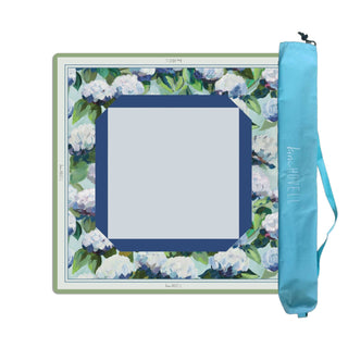 Kim Hovell Coastal Hydrangea Mahjong Mat – Premium Neoprene Game Surface