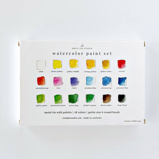 Emily Lex Essential Watercolor Travel Set – 18 Premium Colors & Brush