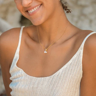 Starfish and Pearl Necklace on model