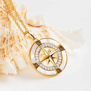 Compass Necklace with shell