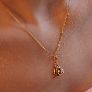 Sailboat Necklace on model