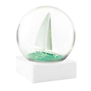 Coastal Sloop Sailboat Snow Globe - Premium Nautical Glass Decor
