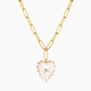 Malene Mother of Pearl Heart Necklace | 14k Gold Plated Allegra Statement Piece By Thatch Jewelry
