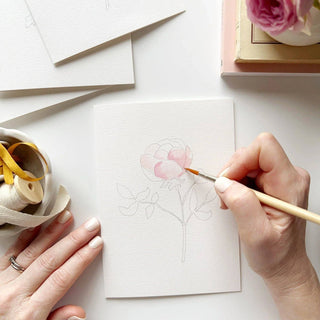 Emily Lex Garden Flowers Paintable Watercolor Notecard Set — DIY Floral Stationery Kit