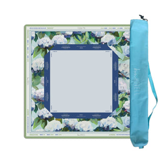 Kim Hovell Coastal Hydrangea Mahjong Mat – Premium Neoprene Game Surface