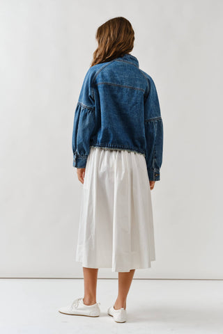 Twill Balloon Sleeve Utility Jacket | Cinched Drawstring Waist