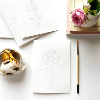 Emily Lex Garden Flowers Paintable Watercolor Notecard Set — DIY Floral Stationery Kit