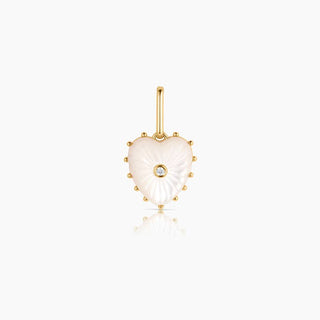 Isabel Hand-Carved Mother of Pearl Heart Charm – 14k Gold Plated By Thatch Jewelry