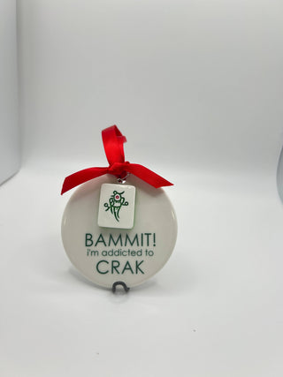 BAMMIT! Mahjong Ceramic Ornament - Funny 2026 Holiday Gift with Mini Tile Charm