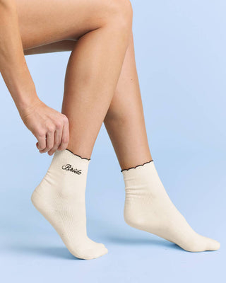 Bride Ruffle Socks | Embroidered Wedding & Bachelorette Gift