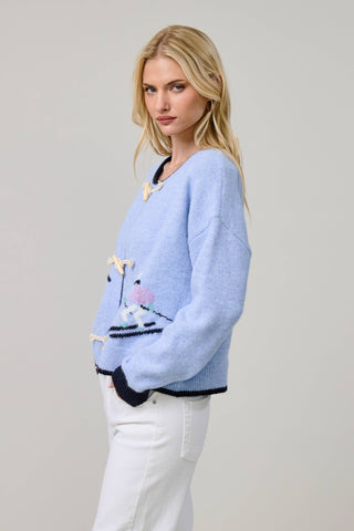 Alpine Ski Toggle Cardigan Blue