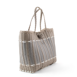 Guadalupe XS Hand-Woven Tote Bag | Putty & Silver Edition