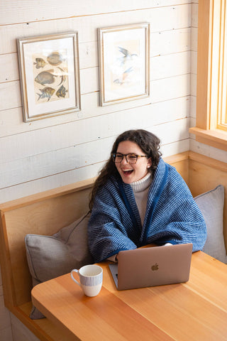 Harborview Herringbone Navy Blanket - Chappy Wrap Midi