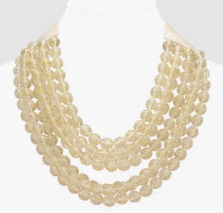 Coastal Statement Necklace | Chunky Acrylic Beads & Layered Faux Leather