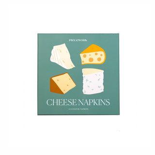 Piecework Cheese Cocktail Napkins | Set of 4 Whimsical Embroidered Linens