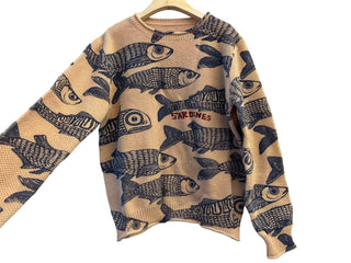 New England Coastal Sardine Graphic Knit Sweater