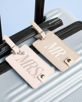 Mr and Mrs Luggage Tags - Elegant Vegan Leather Wedding Travel Set