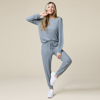 Softies Dream Jersey Crew Neck Lounge Set in Midnight Stripe