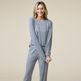 Softies Dream Jersey Crew Neck Lounge Set in Midnight Stripe